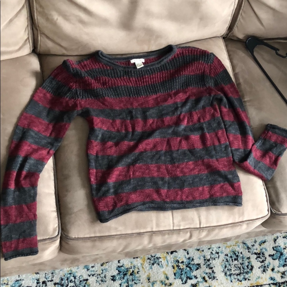 Maroon & Navy Striped Sweater